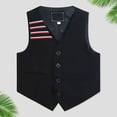 thumbnail image 3 of Ticikt Boys Vest Vintage Toddler Little Kids Retro Waistcoat Sleeveless Slim Fit Casual Vests Outfit Formal Wedding Waistcoat,Color:Black,7-8 Years, 3 of 4