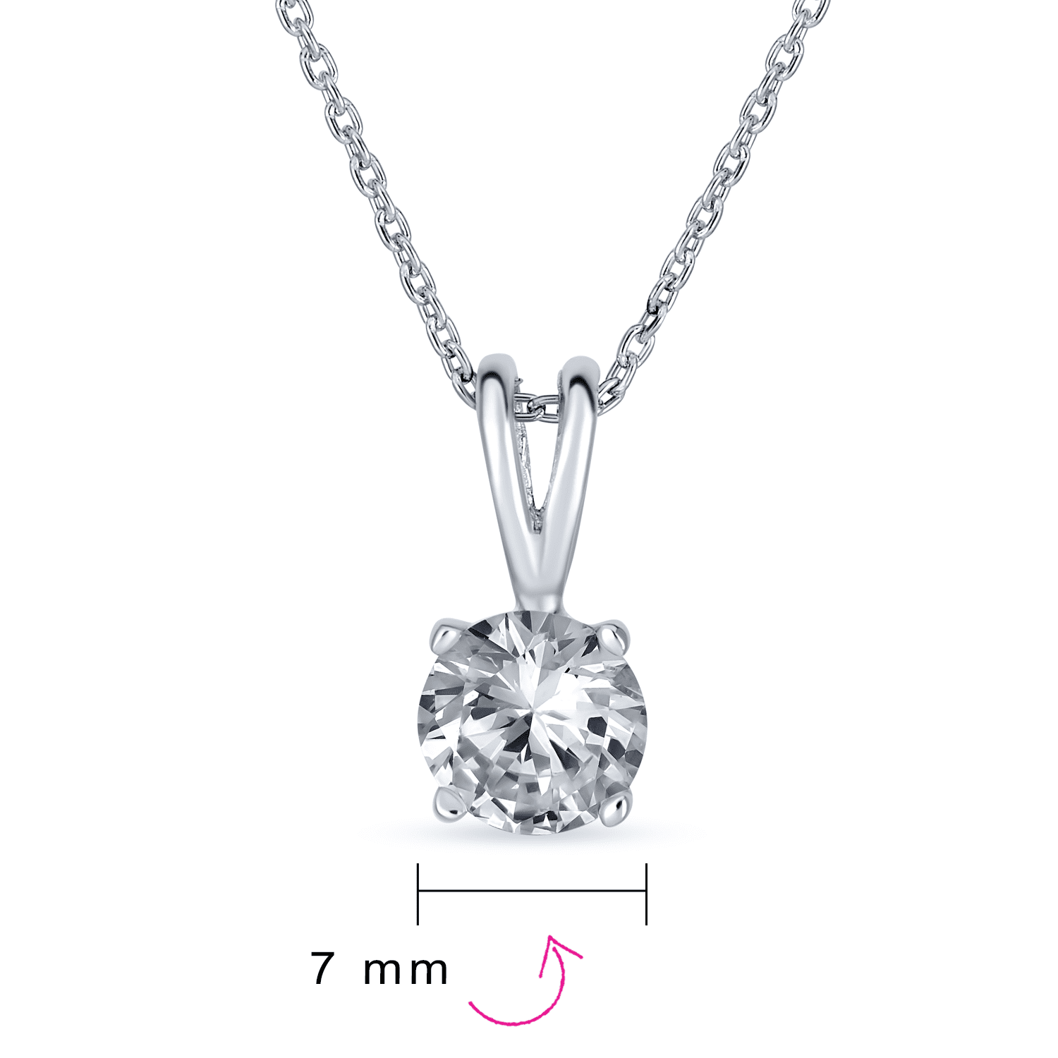 Simple Round CZ Solid 925 Sterling Silver Necklace For Women $5.64