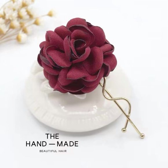 CIMAXIC Wedding 2pcs Flower Hair Barrette: Women Cloth Floral Hair Clips - Updo Hairstyling Barrettes Headwear Accessories For Daily Wear Wedding Party,3.35"X1.34"X0.71"