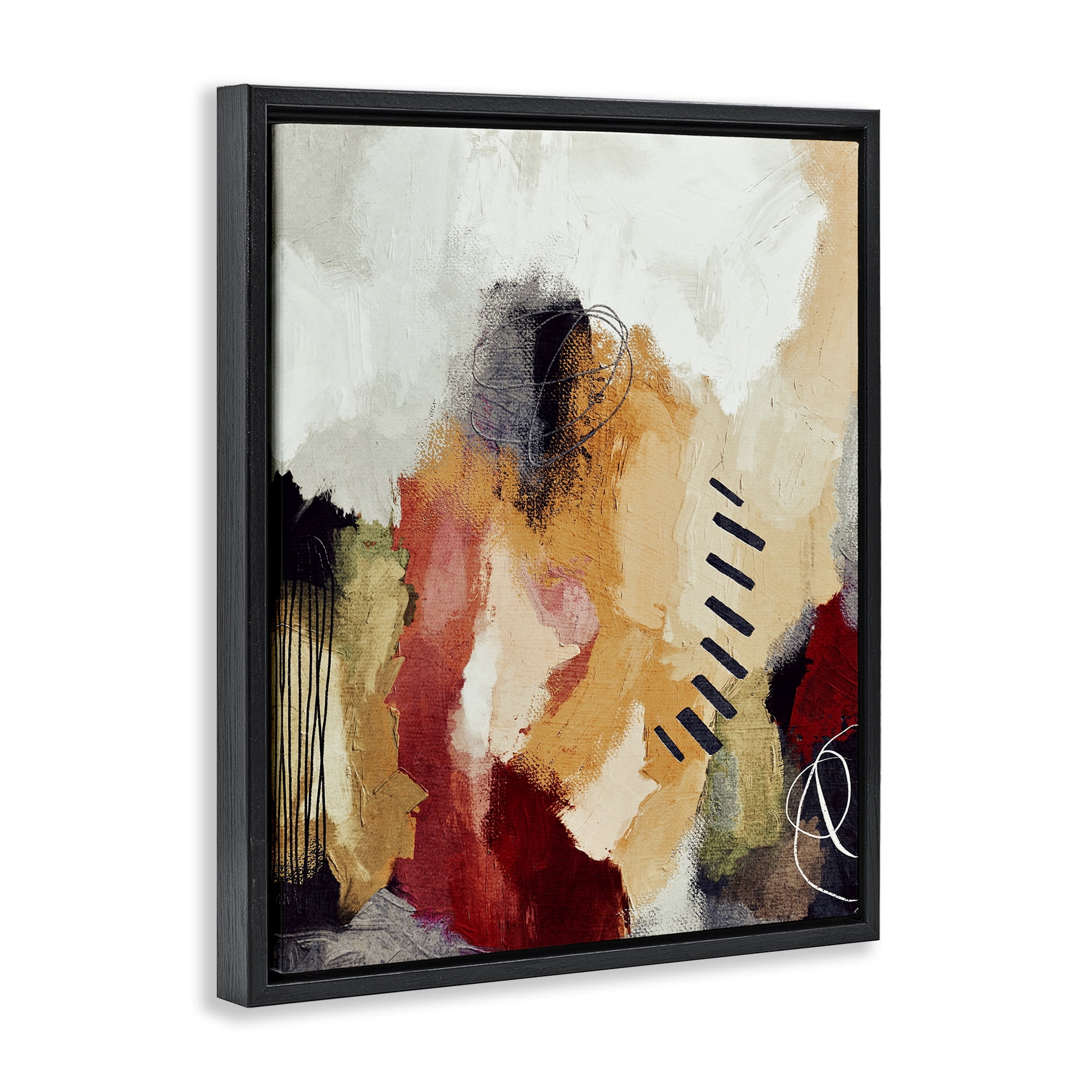 Stupell Industries Abstract Southwestern Pattern Abstract Painting Black Floater Framed Canvas Art Print Wall Art, 17 x 21