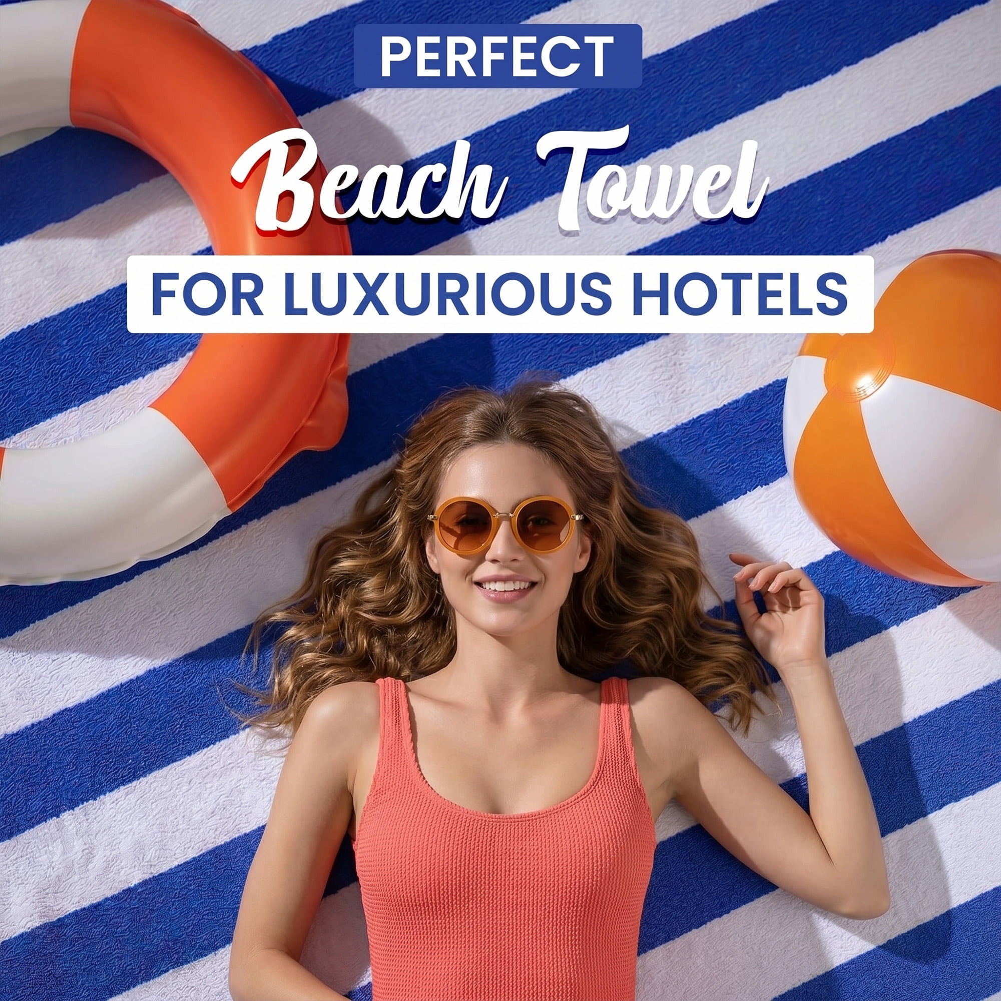Blue Cabana Stripe Extra Large Bulk Beach Towels 32x64 Pack of 36 - Soft Ringspun 100% Cotton Pool Towels - 3 Dozen Wholesale Pack - Quick Dry, Highly Absorbent – Perfect for Pool, Hotels and Resorts
