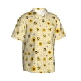 thumbnail image 2 of Fotbe Sunflowers Bee Hawaiian Shirt for Men Unisex Summer Beach Casual Short Sleeve Cotton Linen Button Down Shirts-Large, 2 of 9