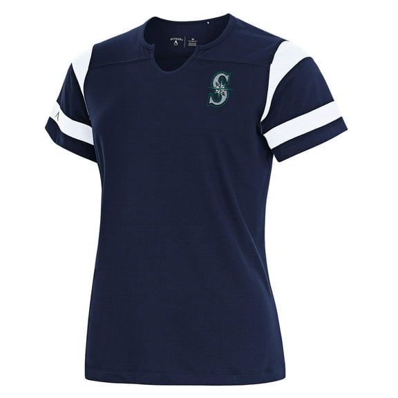 Women's Antigua Navy Seattle Mariners Encounter Notch Neck Top