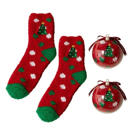 

Christmas Ball Coral Fleece Socks Gift Box Christmas Gift Thickened Cartoon Sleep Socks-Summer Savings