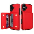 thumbnail image 5 of Wallet Case for iPhone 16 Plus, with Wrist Strap and Shoulder Strap, RFID Blocking Card Slots, Classic Kickstand Magnetic Flip PU Leather Phone Case Cover for iPhone 16 Plus, Red, 5 of 8