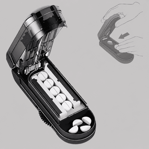 Pill Cutter Splitter For Small, Large & Tiny Pills, Portable Pill Splitter With Cleaning Brush & Centering Device