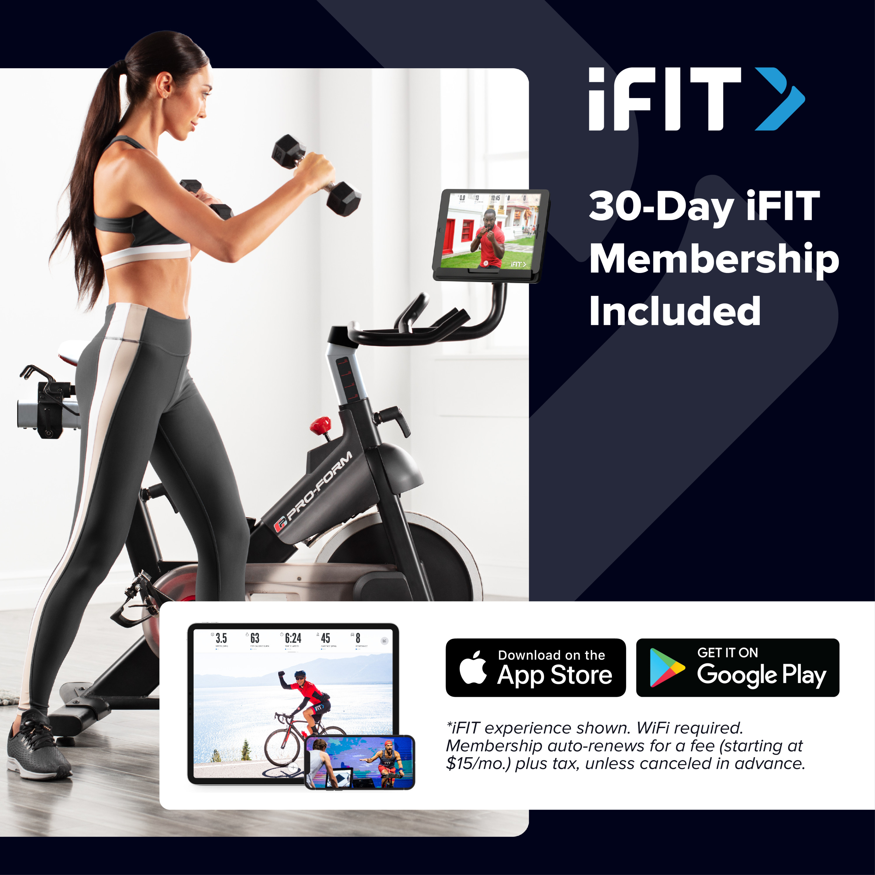 ProForm Carbon CX Exercise Bike with 3 Lb Dumbbell Set and 30-Day iFIT Membership - image 2 of 26