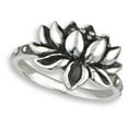 thumbnail image 4 of Oxidized Lotus Pond Water Flower Ring .925 Sterling Silver Band Jewelry Female Male Unisex Size 8, 4 of 4