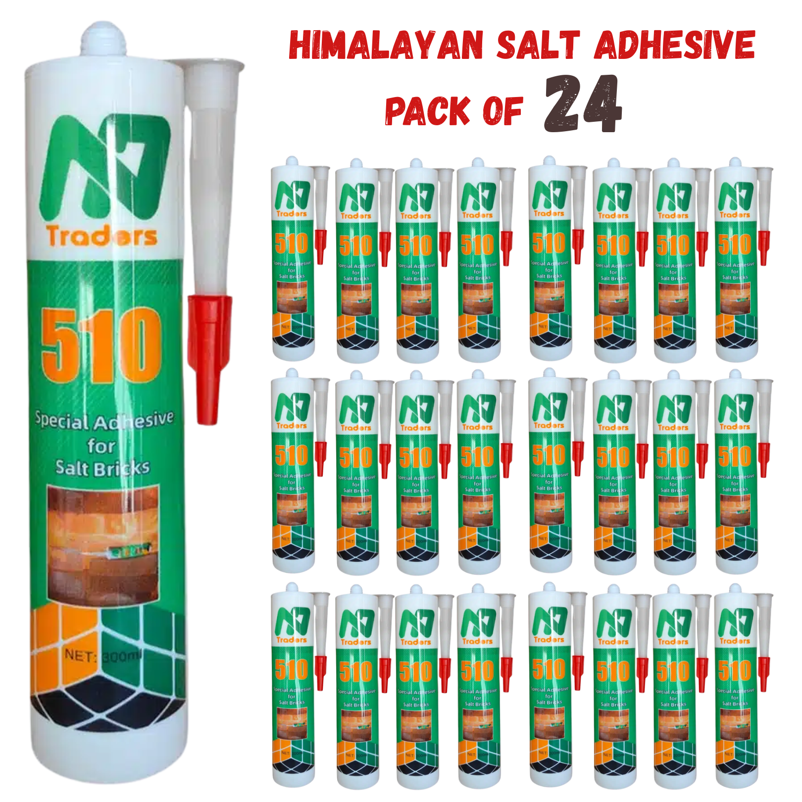 Himalayan Salt Adhesive - Pack of 24 | Industrial-Grade Glue for Salt Bricks & Tiles
