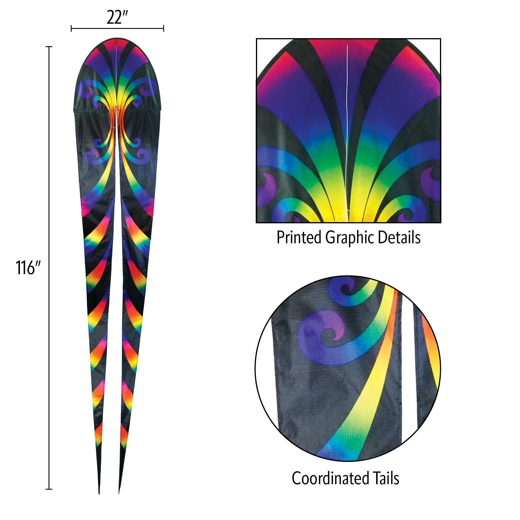 In the Breeze 3355 — 22" Aurora Dancing Dragon Kite — Easy Flying Single Line Kite