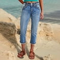 thumbnail image 2 of Women's Mid-Stretch Cropped Slim Jeans, Casual Denim Pants with Straight Leg Cut & Everyday Versatility,Blue L, 2 of 5