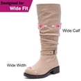 thumbnail image 4 of Love Steetly Women's Extra Wide Calf Knee High Boots, Slouchy Ruched Tall Boots, Harness Buckle Strap, Chunky Lug Sole Block Heel Side Zipper Boots., 4 of 8