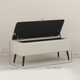 thumbnail image 2 of Cream White Linen Storage Ottoman Bench - 40” Entryway & Living Room Seating with Hidden Storage & Steel Legs, 2 of 7