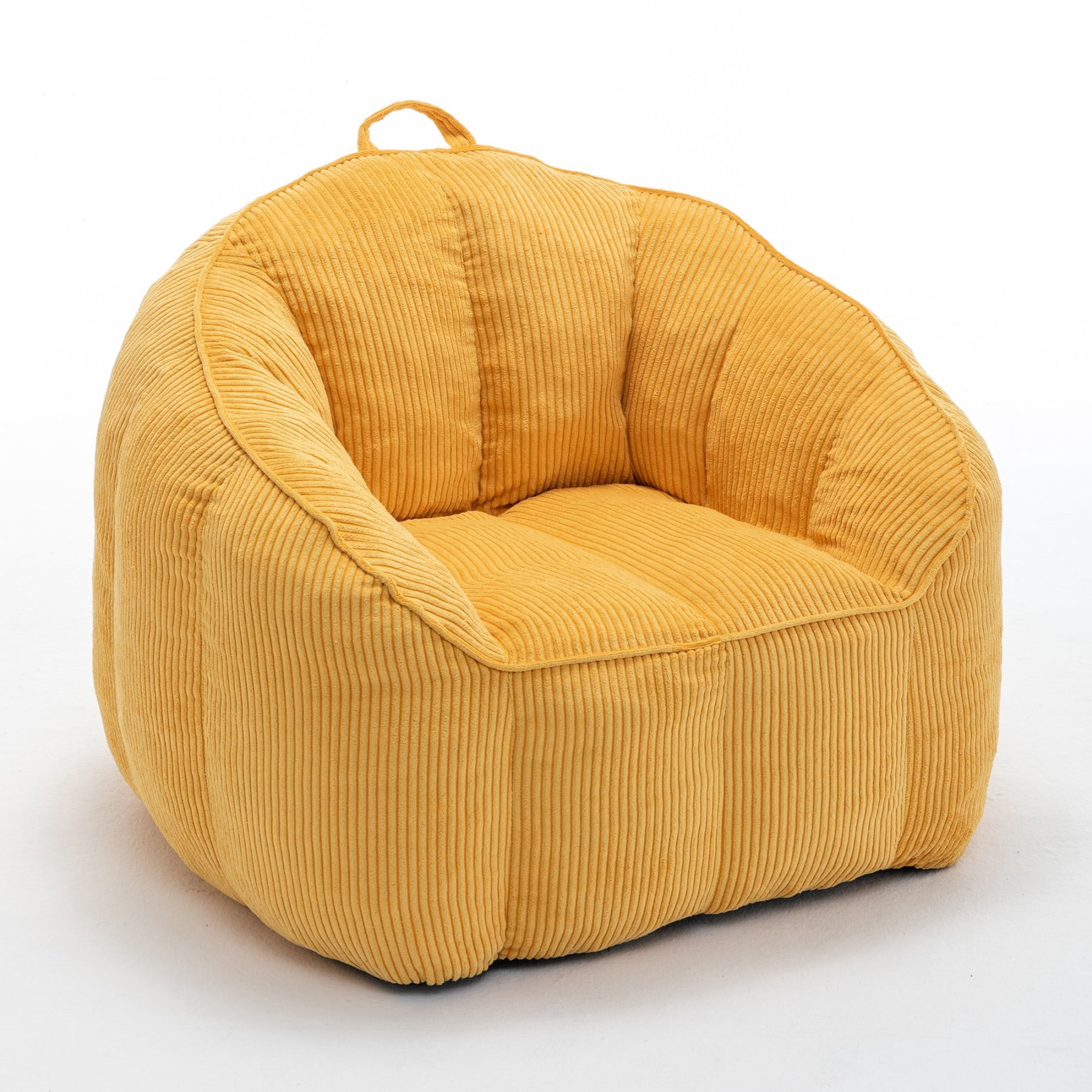 Giant Bean Bag Chair Sofa for Adults & Teens, Corduroy Bean Bag Couch with Armrests & Filler Included, Yellow