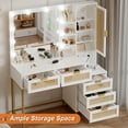 thumbnail image 2 of EDTara White & Gold Vanity Desk with LED Lighted Mirror, 5 Storage Drawers, Modern Makeup Table**, 2 of 8