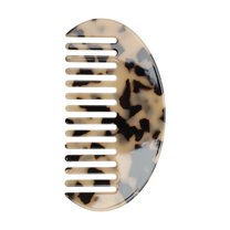Unique Bargains 1 Pc Half Round Hair Comb Beige Black Acetate Sheet