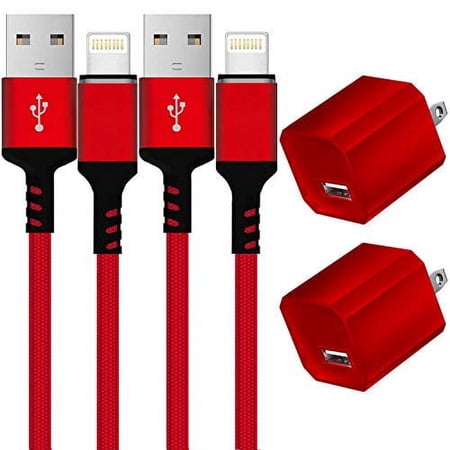 Chargers  2-Pack 6FT/2M Portable Extra Long Travel Charger Cables Charging Data Cord with 2-Pack USB Wall Plug 5V Power Cube Adapter Compatible with Apple iPhone  iPod Mobile Digital Device price history on PriceWatchPro