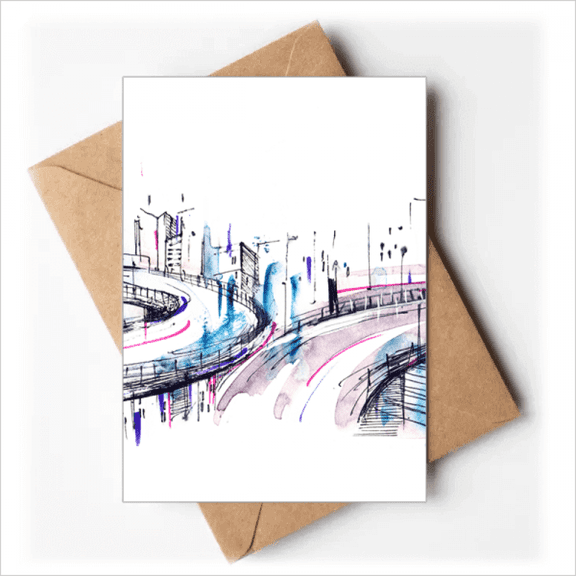 Modern Building Skyscraper Overpass Greeting Cards You are Invited Invitations