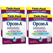 4 Pack - Opcon-A Eye Allergy Relief Drops–Antihistamine and Redness Reliever Eye Drops–from Bausch + Lomb – 0.5 FL OZ (15 mL) Twin Pack