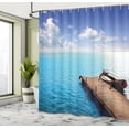 thumbnail image 5 of Ambesonne Summer Shower Curtain, Wooden Deck on a Lake, 69"Wx84"L, Violet Blue Turquoise, 5 of 5