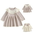 thumbnail image 5 of Odeerbi Infant Girls Cotton Knit Sweater Dress Cute Lace Collar Princess Dresses Children Solid Cute Sweet Round Neck Long Sleeve Dress Infant Girls Clothes, 5 of 5