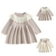 thumbnail image 5 of Odeerbi Niñas Suéter Algodón Vestido Cuello de Encaje Princesa Vestidos Niños Color Sólido Dulce Cuello Redondo Vestido Manga Larga, 5 of 5