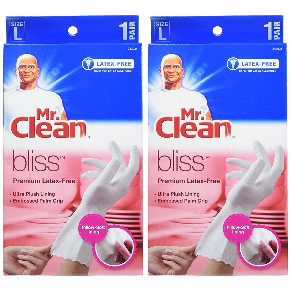 Mr. Clean Bliss Premium Latex Free Gloves Large White 2 pairs Walmart