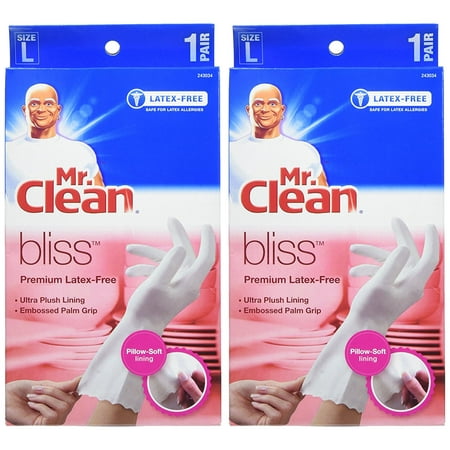 Mr. Clean Bliss Premium Latex Free Gloves Large White 2 pairs