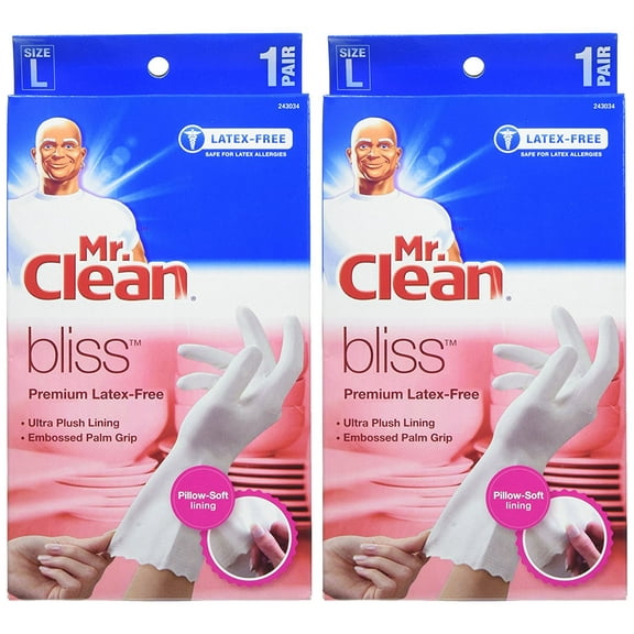 Mr. Clean Bliss Premium Latex Free Gloves Large White 2 pairs