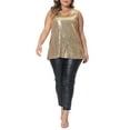 thumbnail image 2 of Agnes Orinda Women's Plus Size Tops Sleeveless Sparkle Shimmer Glitter Sequin V Neck Tank Top 4X Gold, 2 of 6