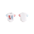 thumbnail image 2 of vera natura Baby 4th of July Romper Short Sleeve Snap Shoulder Letter Embroidery Bodysuit Summer Playsuit, 2 of 9