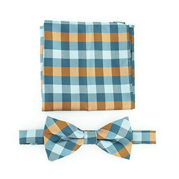 Adjustable Pre-Tied Bow Tie Elegant Bow Tie For Men And Boys Set | Turquoise Bow Ties & Pocket Square