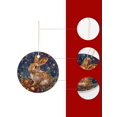 thumbnail image 4 of Starry Night Winter Rabbit Christmas ornament, Christmas decoration, holiday present idea, heirloom keepsake, round ceramic, gift Exchange, bauble present, gift idea, 4 of 8