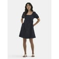 thumbnail image 2 of Time and Tru Women's Eyelet Dress with Puff Sleeves, Sizes XS-XXXL, 2 of 5