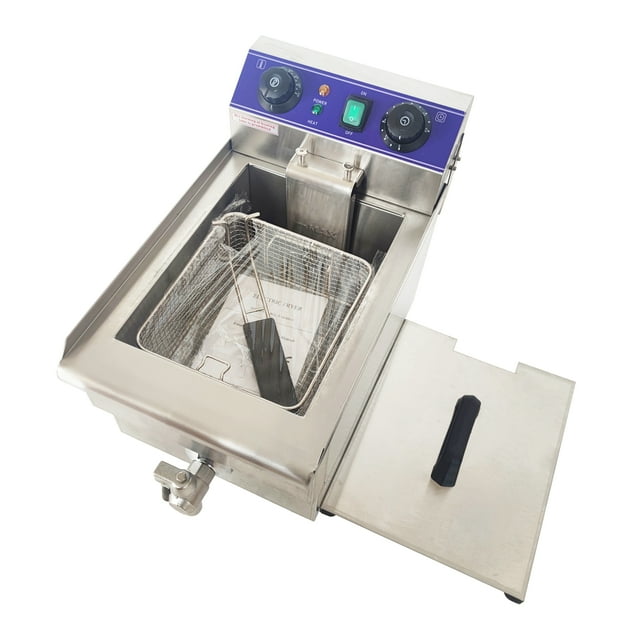 PreAsion Commercial Electric Deep Fryer Stainless Steel Fryer with Choke Frying Basket 10L