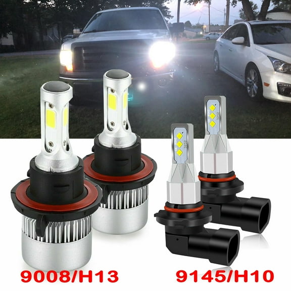 For Ford F-250 2005-2020 Headlights 8000LM 9008 H13 High and Low Beam 9145 Fog Light Led Bulbs 4pc