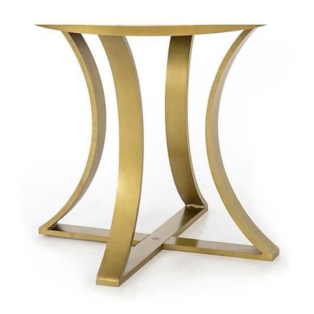 Table à manger Florian en or, table à manger ronde, table à manger en faux marbre blanc, table à manger en acier inoxydable doré, table de salle à manger, table à manger de cuisine avec base dorée