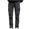 thumbnail image 2 of Pantalones largos de moda para hombre, casuales, de color sólido, con bolsillos y cremallera, cintura elástica, de poliéster., 2 of 9