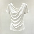 thumbnail image 4 of LEKWK Summer Tops for Women Cowl Neck Short Sleeve Dressy Shirts Lightweight Loose Fit Solid Soft T-Shirt Fashion Casual Vacation Travel Outfits, 4 of 4