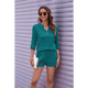 thumbnail image 4 of Conjunto de Camiseta Holgada de Corta con Cuello en V y Pantalones Cortos con Bolsillo para Mujer, Color Azul Pavo Real, Talla S, 4 of 6