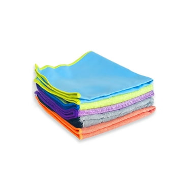 Bright Box Reusable Microfiber Cleaning Cloths, 5ct – Multi-Texture, Labeled, Scratch-Free