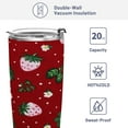 thumbnail image 4 of 20oz Stainless Steel Tumbler with Straw, Double Wall Insulated Travel Tumbler Cute Pink Strawberry Pattern, 4 of 7