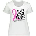 thumbnail image 3 of Inktastic Never Stop Fighting Breast Cancer Awareness Women's Plus Size T-Shirt, 3 of 5