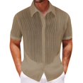 thumbnail image 2 of Camisa de Capa Base Al Aire Libre de Manga Larga de los Hombres de Verano Casual de Color Sólido de Punto con Cuello Abierto, Top de Manga Corta Transpirable, 2 of 7