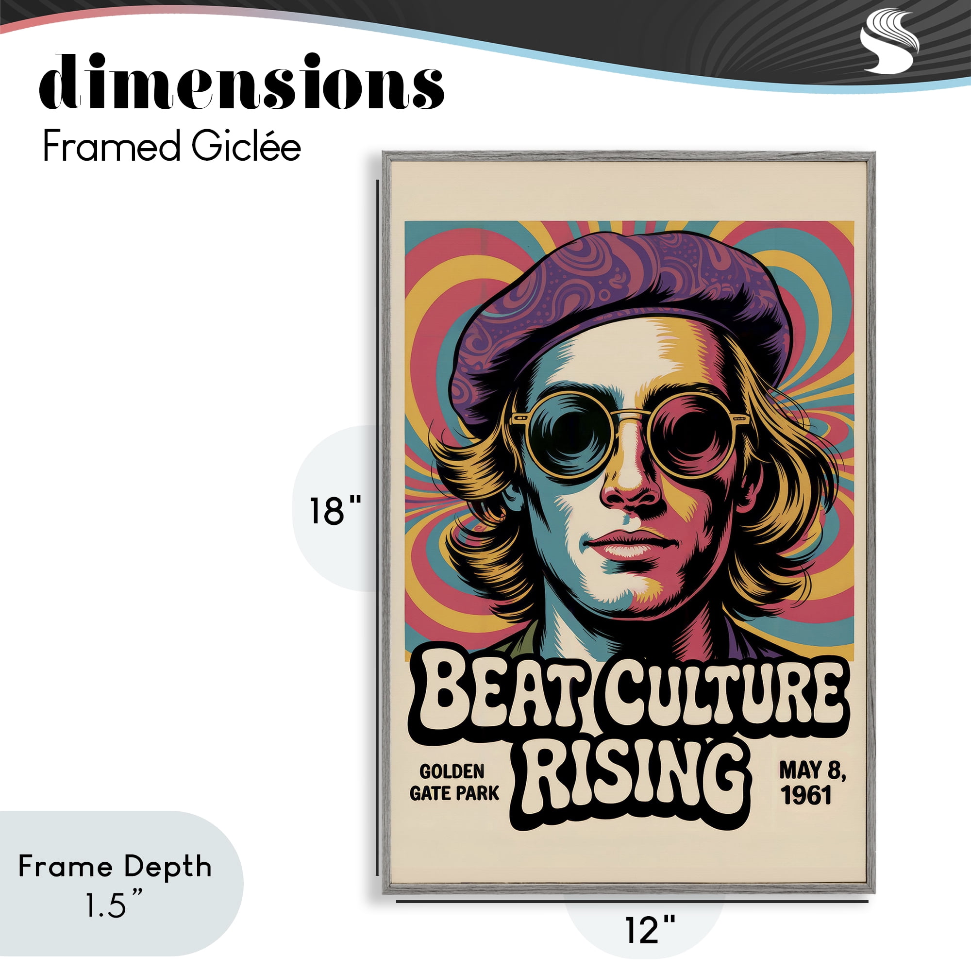Stupell Industries Beat Culture Rising Poster Gray Framed Giclee Art, design by Andreas Magnusson