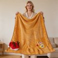thumbnail image 5 of SLYNSHome Small Christmas Flannel Throw Blanket,Yellow Soft Fleece Roll‑Up Blanket With Snowman Santa Reindeer Design For Sofa Bed Holiday Gift, 5 of 6