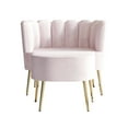 thumbnail image 3 of Castle Place Modern Luxury Upholstered Velvet Chair with Stool, Light Pink, 3 of 5