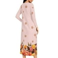 thumbnail image 5 of Tnhcen Women's Pajama Dress Long Sleeve Floral Print Loose Fit Zipper Front Sleepwear Night Dress Home Wear Lounge Dress Slit Sleeve Double-Sided Fleece S-2XL, 5 of 9