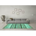 thumbnail image 3 of Ahgly Company Machine Washable Indoor Square Abstract Turquoise Blue Modern Area Rugs, 4' Square, 3 of 4