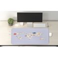 thumbnail image 2 of Floral World Map Computer Mouse Pad, Retro Style Map with Pastel Toned Blossoms Kids Girls Atlas Illustration, Rectangle Non-Slip Rubber Mousepad X-Large, 35" x 15", Cream Lilac, by Ambesonne, 2 of 2